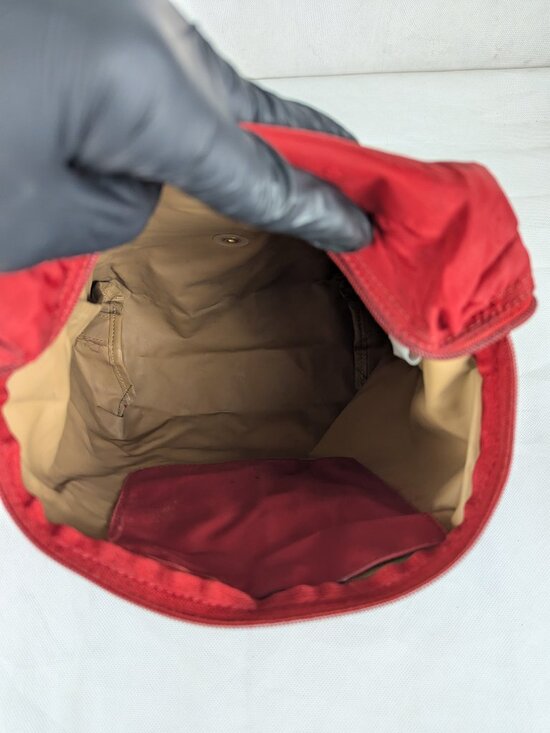 Authentic Longchamp Le Pliage Nylon Leather Backpack Red - Used - Good Condition main image 6